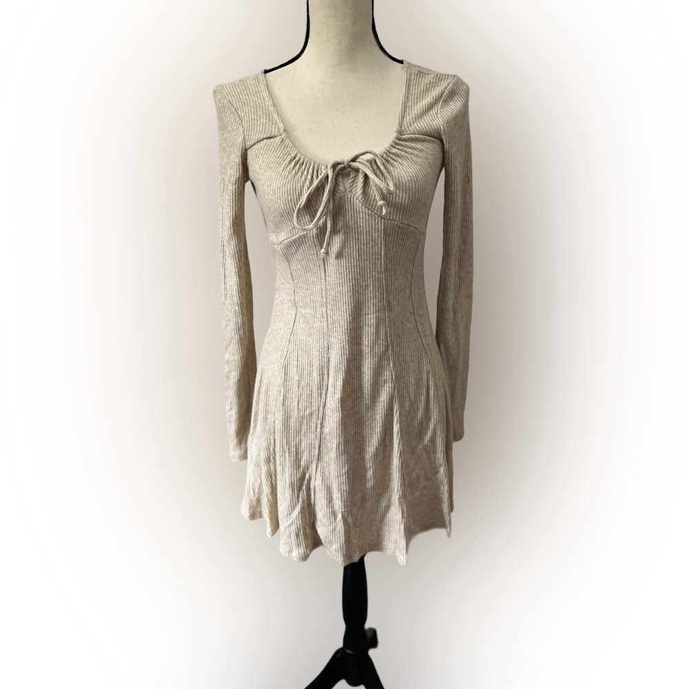 NWT - Wild Fable - Long Sleeve Gold Dusted Ribbed‎ Dress